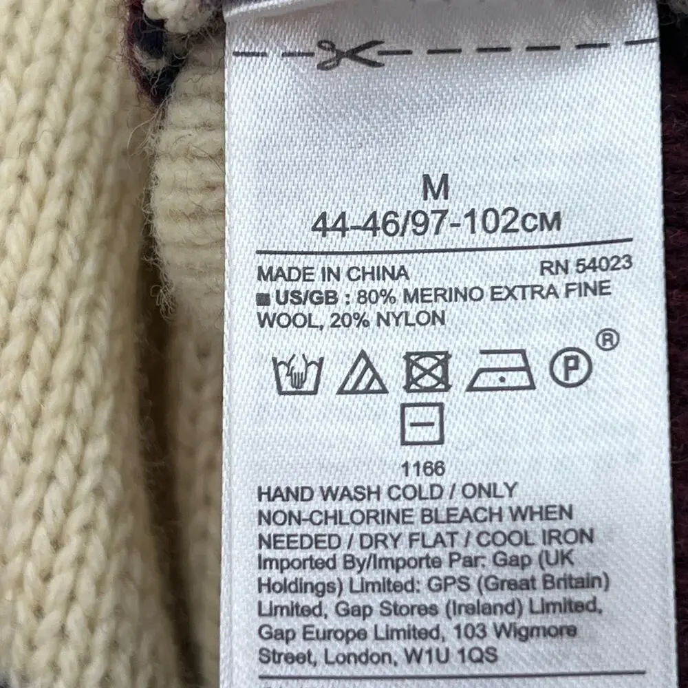 Banana Republic Italian Yarn Merino Wool Modern Stripe Crewneck Sweater Ivory